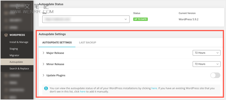 开启或关闭WordPress的自动更新功能（图16）